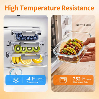 10-Piece Borosilicate Glass Meal Prep Containers with Airtight Locking Lids