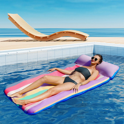 Oversized 72" Fabric-Covered Pool Float with Headrest for Adults