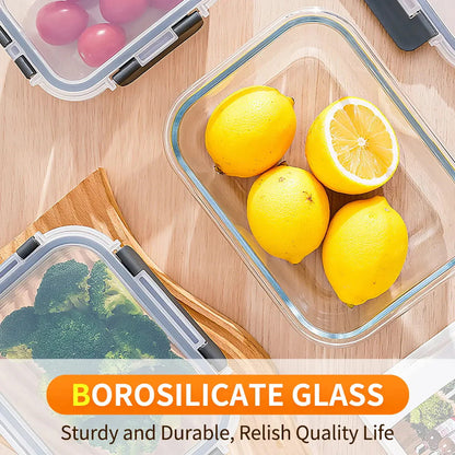 10-Piece Borosilicate Glass Meal Prep Containers with Airtight Locking Lids