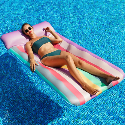 Oversized 72" Fabric-Covered Pool Float with Headrest for Adults