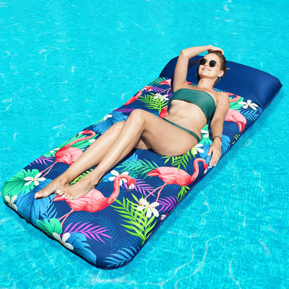 Oversized 72" Fabric-Covered Pool Float with Headrest for Adults
