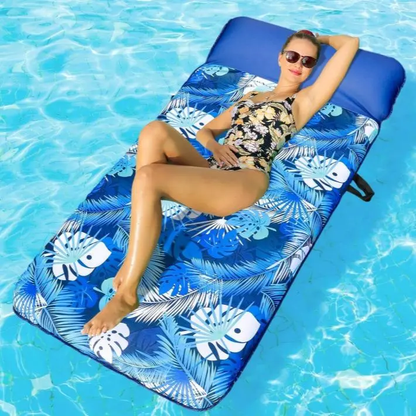 Oversized 72" Fabric-Covered Pool Float with Headrest for Adults