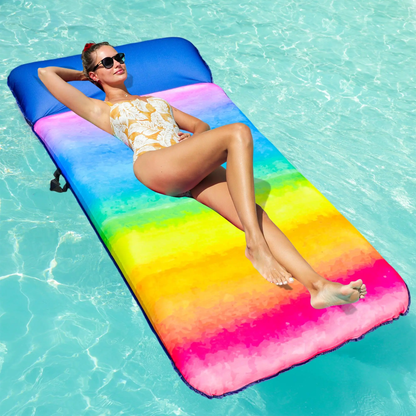 Oversized 72" Fabric-Covered Pool Float with Headrest for Adults
