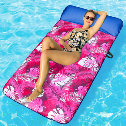Oversized 72" Fabric-Covered Pool Float with Headrest for Adults