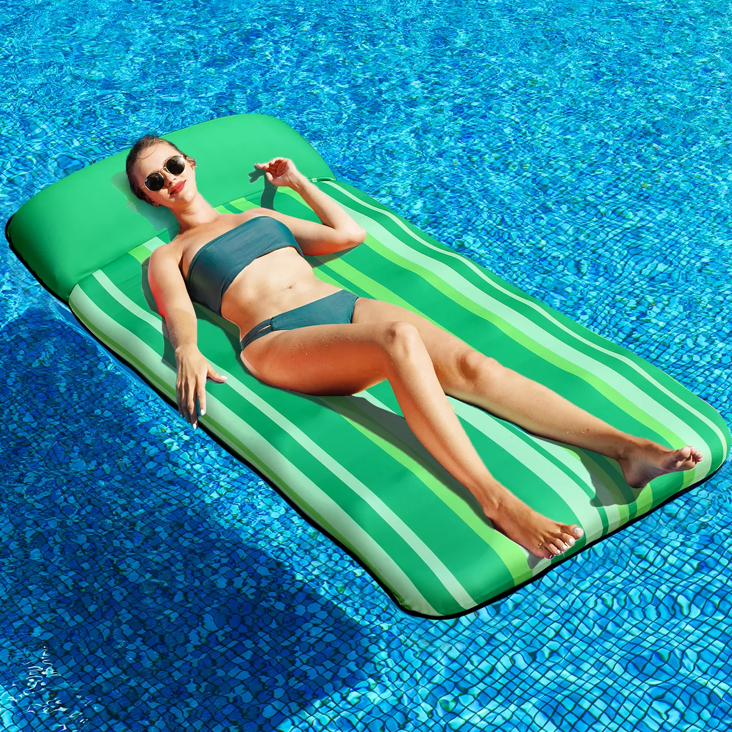 Oversized 72" Fabric-Covered Pool Float with Headrest for Adults